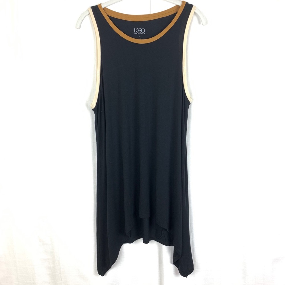 LOGO by Lori Goldstein Asymmetric Black Tunic